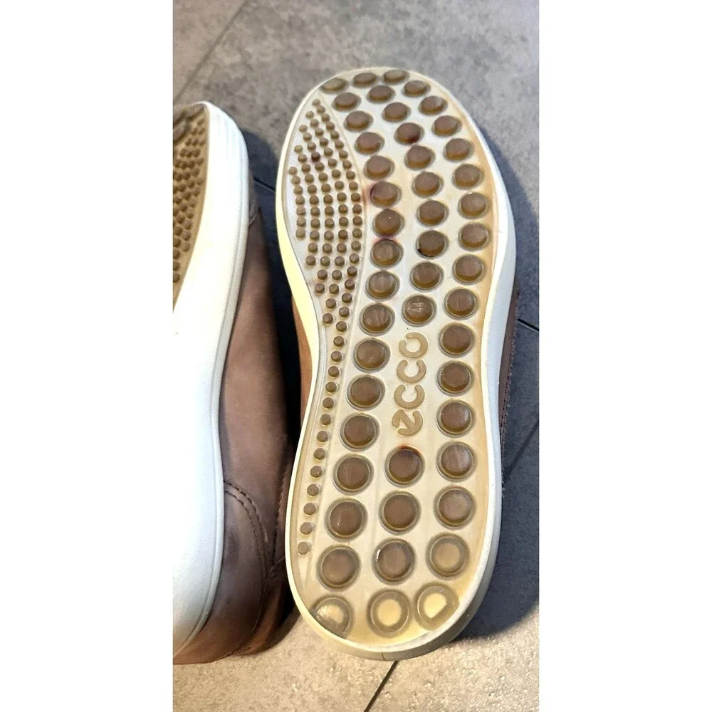 ECCO Men's 10 Brown Sneaker Leather Shoes Athletic Comfort Casual normcore